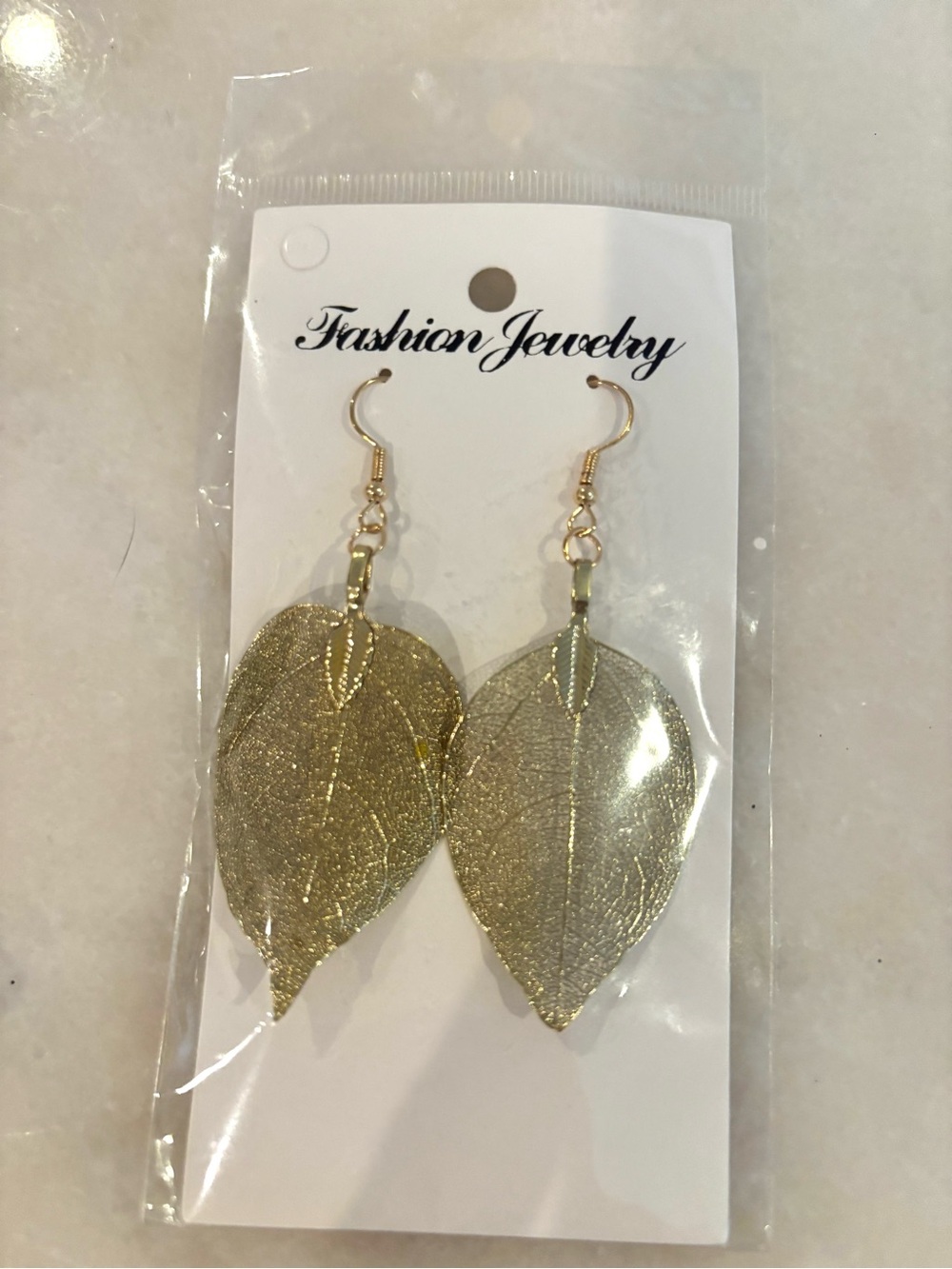 Fashion Jewelry Gold Leaf Dangle Earrings